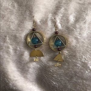 Brass and white gold geometric earrings!